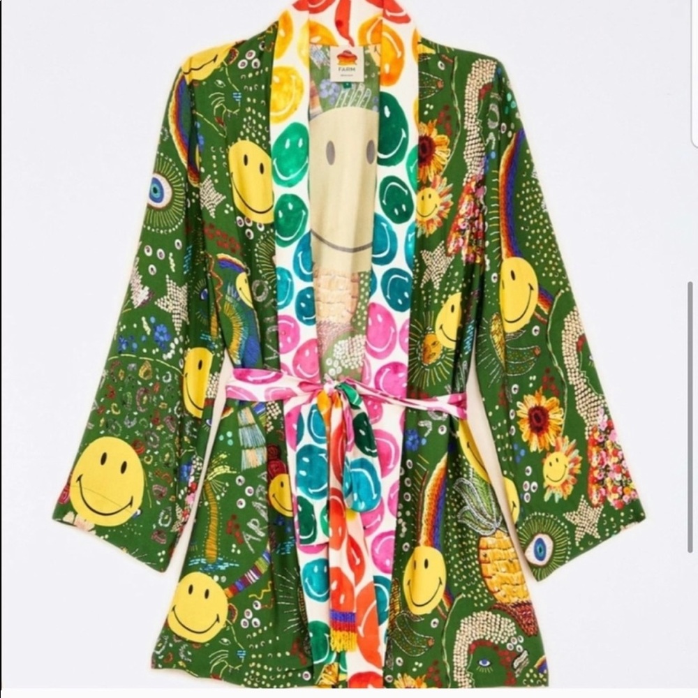 NEW FARM RIO Borogodo Smiley Kimono Size S